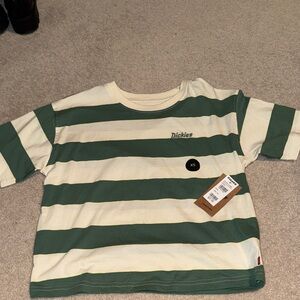 Dickies Kids Tee with Green and Cream Stripes